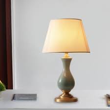 Free delivery on your first order of items shipped by amazon. Barrel Fabric Night Table Lamp Colonial Led Living Room Reading Light In Green With Brass Base Beautifulhalo Com