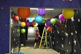 Miniature tables and chairs were the perfect size for the outer space themed birthday party. Vbs Decorations Space Theme Google Search Vbs Themes Galactic Starveyors Vbs 2017 Galactic Starveyors Vbs