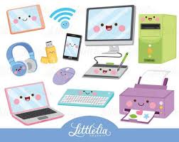 Technology Kawaii Clipart Computer Clipart 17047 Etsy Kawaii Clipart Clip Art Kawaii Drawings