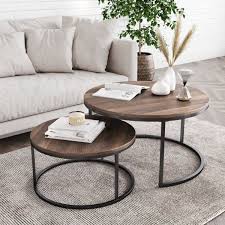 So Fresh So Cool These Nesting Tables Have A Warm Nutmeg Finish Offering In 2020 Round Coffee Table Living Room Living Room Coffee Table Round Nesting Coffee Tables