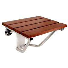 Steamspa Teak With Chrome Teak Wall Mount Shower Seat Lowes Com Shower Seat Teak Shower Seat Teak Wall
