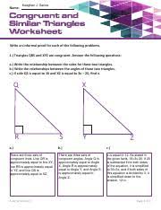 Show the given information in the diagram (using tick marks to show congruent sides and arcs to show congruent angles). Congruent And Similar Triangle Worksheet Keeghan Pdf Name Keeghan J Garcia Write An Informal Proof For Each Of The Following Problems 1 Triangles Course Hero
