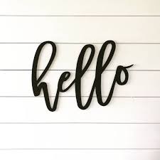 Black And White Signs With Words Hello Welcome Sign Word Cutout Wood Words Wood Letter 32 Liked On Polyvore Featuring Home Home Decor Welcome Sign Wooden Welcome Signs Metal Welcome Sign