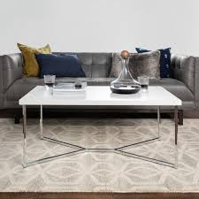 Becky coffee table stylish glass top and shelf with chrome base from actona. Walker Edison Furniture Company 42 In Chrome White Large Rectangle Faux Marble Coffee Table Hdf42luxwmc The Home Depot