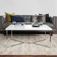 Walker Edison Furniture Company 42 In Chrome White Large Rectangle Faux Marble Coffee Table Hdf42luxwmc The Home Depot A coffee table is the focus of any living room furniture layout and creates the perfect spot for round tables are easy to move around while square tables pair well with sectionals.
