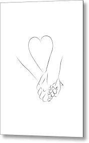 Love Couple Holding Hands Metal Print By Bonb Creative In 2021 Couple Holding Hands Drawings For Boyfriend Sketches Of Love Couples