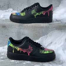 Custom Galaxy Black Air Forces Custom Galaxy Drip Shoes Black Etsy In 2020 Nike Air Shoes Shoes Black Shoes
