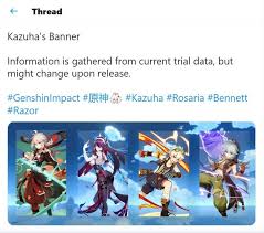 Read on to find out more about kazuha's skills, ascension materials, and weapon. Genshin Impact 1 6 Kazuha Banner Leaks Klee Rosaria Come Back