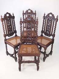 Antique, set of 6, dining chairs, english, mahogany, leather, seats, victorian. Set 4 Antique Victorian Gothic Oak Chairs