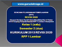 14 tahun 2019 tentang penyederhanaan rencana pelaksanaan pembelajaran (rpp). Rpp Pjok 1 Lembar Kelas 1 Semester Genap Revisi 2020 Guru Olahraga