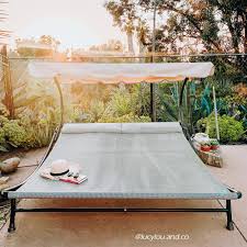 Hi everyone, i saw this bed on a blog and it keeps coming back to me. Double Chaise Lounge Hammock Bed With Sun Shade And Wheels