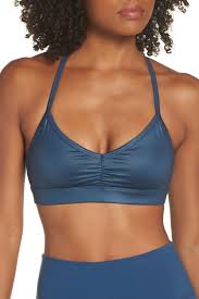 sunny strappy yoga bra in eclipse glossy