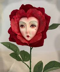 Alice in Wonderland non Talking Flowers red Queen Character Series by  Sutherland for Party Props Tea Parties Table Decor Vignettes