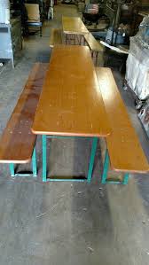 Vintage German Beer Garden Patio Table Bench Set Bier Festival Bavaria Munich Neutral Natural Color Patio Table Garden Patio Sets Bench Set