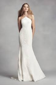 White By Vera Wang Halter Sheath Wedding Dress David S Bridal Wedding Dresses Vera Wang Wedding Dresses Wedding Dresses Unique