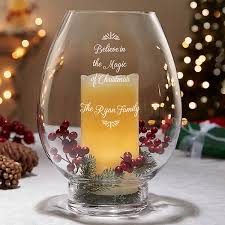 Engraved Hurricane Candle Holder Holiday Message