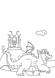 Teach your child how to identify colors and numbers and stay within the lines. Coloring Page Dragon In Front Of Castle Free Printable Coloring Pages Img 31064