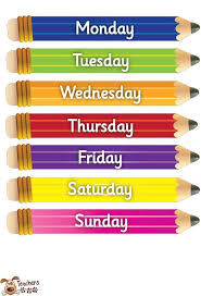 Days of the week chart classroom decorations. Pin On Diploma