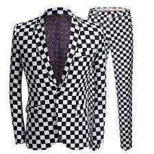 Black And White Check Coat Mens Black White Mens Suit Check Business Casual Wedding Groom Blazer Pant Custom Fit In 2020 Wedding Dress Suit Fitness Costume Suit Fashion