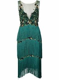 Marchesa Notte Fringed Applique Dress Applique Dress Fashion Dresses