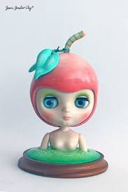 Tiny cute peach, OOAK custom middie Blythe doll by Dr.Blythenstein