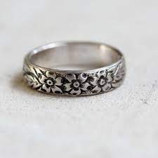 Sterling Silver Or Gold Floral Pattern Ring Praxis Jewelry