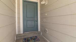 No matter the shade, a turquoise door is a simple yet striking way to add curb appeal and personality to your home. Recessed Covered Front Door With Hello Welcome Mat Stock Photo Image Of Outside Retro 169249786