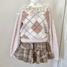 liz lisa baby pink argyle sweater