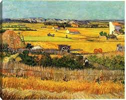 Gallery Direct Fine Art Prints Harvest At La Crau With Montmajour In The Background By Vin Vincent Van Gogh Art Van Gogh Landscapes Vincent Van Gogh Paintings