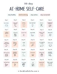 30 Day At Home Self Care Calendar Free Printable Our Mindful Life In 2020 Self Care Bullet Journal Care Calendar Self Care