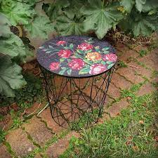 table basse panier canevas tapisserie fleur bouquetderoses tablebasse tablepanier moderne styleindustriel retro mel table basse panier deco industrielle