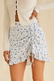 Floral Drawstring Flounce Hem Skirt In 2020 Hem Skirt Skirts Womens Skirt