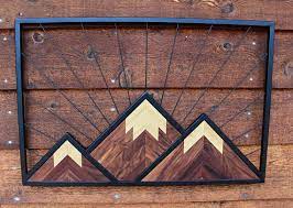 Wood And Metal Geometric Mountain Wall Decor 24 X 36 Steel Modern Art Metal Mountains Industrial St Mountain Wall Art Lath Art Mountain Decor