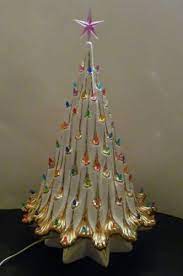 Ceramic Christmas Tree Eames Era Hollywood Regency White Gold Vtg Atlantic Mold Vintage Ceramic Christmas Tree Ceramic Christmas Trees Vintage Christmas Tree