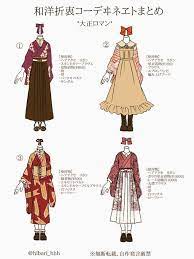 フリル 着物 洋服 羽織 和洋折衷コーデまとめイラストが麗しすぎる 丈を短くする着こなしテクニックも togetter 大正ロマン 着物 着物 描き方 大正 服装