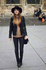Looking for some camel blazer outfit inspiration? Women S Black Leather Biker Jacket Tan Wool Turtleneck Black Skinny Jeans Black Leather Ankle Boots Leather Jacket Style Black Skinny Jeans Black Leather Biker Jacket