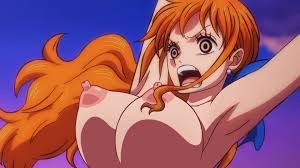nami (one piece), one piece, highres, nude filter, third-party edit, 1girl,  covered erect nipples, earrings, jewelry, long hair, nipples, orange hair,  outstretched arms, ribbon, uncensored, upper body - Image View - |