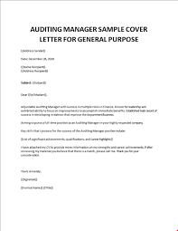 All cover letter examples you see here are written by real people for job applications, just like you. Auditing Manager Cover Letter