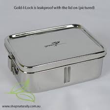 Green Essentials Gold I Lock Leakproof Stainless Steel Lunchbox 900ml Shop Naturally Stainless Steel Lunch Box Lunch Box Stainless Steel