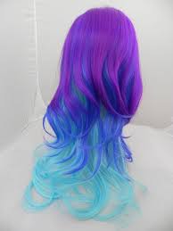 20 Off Sale Neon Galaxy Purple Dark Clue And Aqua Blue Long Curly Wavy Layered Wig Cosplay Costume Halloween Ombre 123 25 Via Etsy