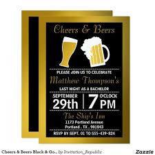 Cheers Beers Black Gold Bachelor Party Invitation Zazzle Com Bachelor Party Invitations Party Invite Template Bachelor Party