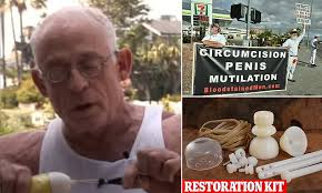 Inside the bizarre world of the 'intactivists': 'Bloodstained Men' claim  circumcision is 'evil' as they protest outside Super Bowl