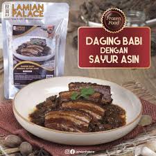 Resep ham choi cah daging sapi super enak dan lembut bahan daging sapi sayur asin bumbu gula bubuk lada kecap asin. Jual Lamian Palace Daging Babi Dengan Sayur Asin Frozen Food Online April 2021 Blibli