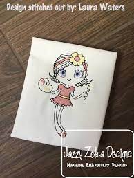 Swirly Girl Artist Painting Sketch Embroidery Design Girl Embroidery Design Artist Embroidery Design Pai Embroidery Designs Artist Painting Design Sketch