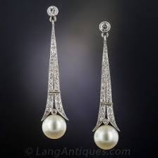Art Deco Pearl And Diamond Drop Earrings Art Deco Earrings Jewelry Art Antique Jewelry