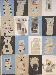 Katze Aus Zeitungspapier Basteln Art Classroom Newspaper Collage Newspaper Crafts Kindergarte In 2020 Newspaper Collage Kindergarten Art Projects Kids Art Projects