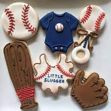Little Slugger Baby Shower Cookies Decoratedcookies Babyshower Baseball Baseball Baby Shower Theme Baseball Baby Shower Baseball Baby Shower Cake