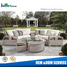 In a rainy region, resin furniture holds up well and comes in multiple designs to match any style. Outdoor Garden Patio Furniture Knock Down Rattan Curved Sectional Corner Sofa Swivel Plate Wholesale Furniturewholesales Com