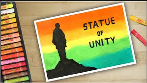 How To Draw Statue Of Unity With Oil Pastels In 2020 Oil Pastel Unity Drawings