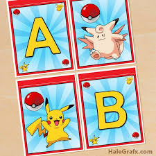 Free Printable Pokemon Alphabet Banner Pack Pokemon Party Pokemon Banner Pokemon Birthday Party